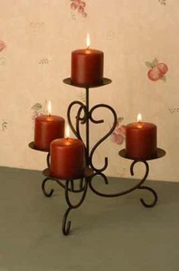 PILLAR CANDLEHOLDER CENTERPIECE BLACK IRON SCROLLWORK 12" TALL - Picture 1 of 1