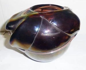 VINTAGE KUNST GLAS FRANZÖSISCHE GLASVASE AMETHYST MODERNIST KARNEVAL DESIGN NR - Bild 1 von 12