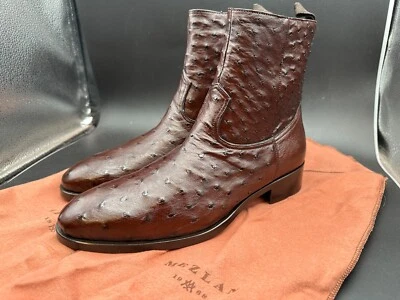 Mezlan Size 8 M Fits US 8.5 Ostrich Boots Brown Zip Spain Dress  Shoes MEN'S - Image 1 of 4