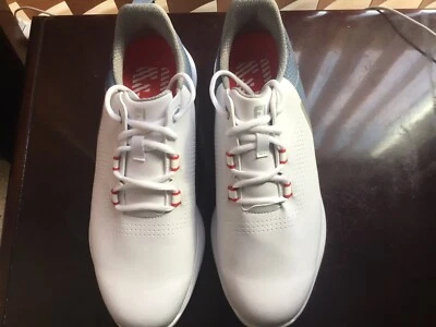 NEW FootJoy Fuel Mens Golf Shoes White/Gray/Blue Style# 55452 Size 9.5 Medium - Image 1 of 4