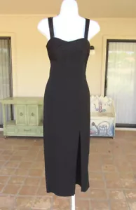 LAUNDRY BY SHELLI SEGAL BLACK COCKTAIL DRESS SIZE 4 MULTI STRAP RUCHED FOLDS - Picture 1 of 12