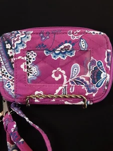 Vera Bradley Geldbörse Reißverschluss Kleingeldbörse Ausweis Himbeere und Blau Muster - Bild 1 von 8