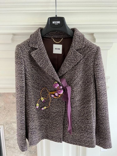 Giacca Moschino in tweed con dettagli floreali US 12