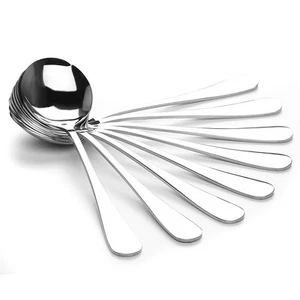 Soup Spoons Wholesale Stainless Steel Alpha Round Spoons, Set of 8 - Picture 1 of 4