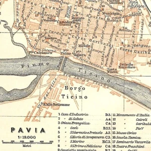 Pavia (Pavie)  - Italie Ville Géographie - Carte ancienne 1906 - Picture 1 of 2
