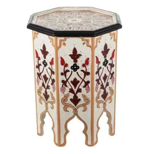 Hand painted Side Table Moroccan Handmade Moucharabi Unique Table Side - Picture 1 of 4