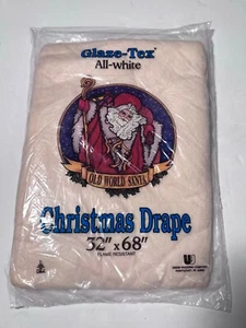 Vintage Glaze-Tex Christmas Drape Old World Santa Flame Resistant 32 X 68 Inches - Picture 1 of 5