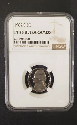 1982-S JEFFERSON NICKEL  PF 70 ULTRA CAMEO 5c - FLAWLESS w/NGC Value of $800!! - Image 1 of 2