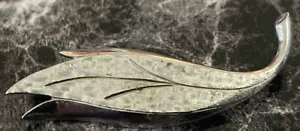 Vintage Signed Monet Textured Silver Tone 2-1/2" Leaf Brooch Pin XP-61 - Picture 1 of 6