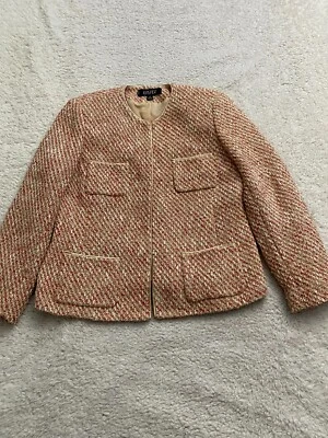 Kasper Women Long Sleeve Open Front 4 Pockets Jacket Khaki Petite Size 14P - Image 1 of 4