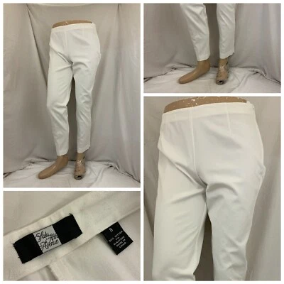 Saks Fifth Avenue Pants 8 White Flat Front Straight Cotton Blend YGI V1-629 - Image 1 of 4