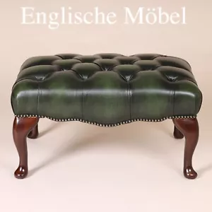 Englische Möbel Chesterfield Sitzbank Hocker Fussablage Antik Leder Handmade UK - Bild 1 von 5