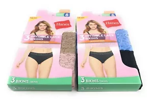 Hanes - Bikini de encaje invisible sin etiquetas de microfibra talla 8/XL (paquete de 2) - Imagen 1 de 4