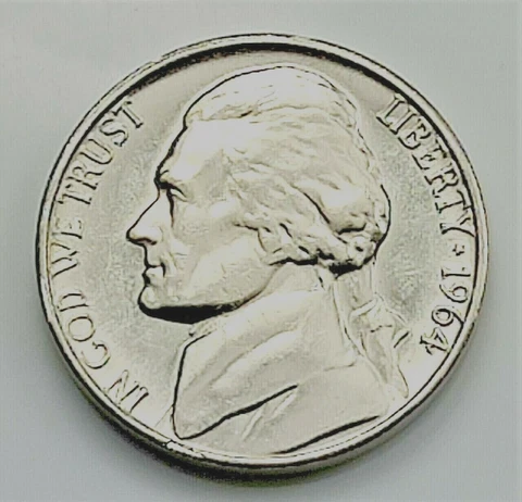 1964 Jefferson Nickel 5 cents Gem BU - FULL Steps Last year Silver FREE ship Cover