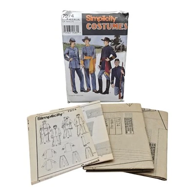 Men's & Teen Civil War Uniforms Costume Simplicity 7274 Sewing Pattern XS-XL UC - Image 1 of 3