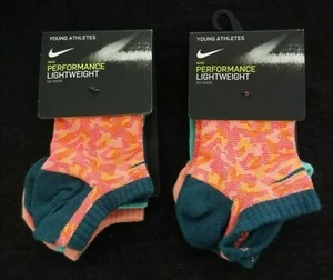 Nike Graphic Cotton Lightweight Girl's No‑Show Socks (3 Pair) NWT 2 Pack - Picture 1 of 5