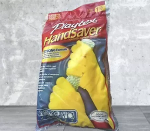 1 Pair Playtex Handsaver Gloves FlexStrong Formula Yellow Medium Vintage New - Picture 1 of 2