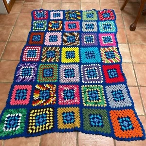 Granny Square Twin Blanket Afghan Rosanne Cottagecore 74x49 - Picture 1 of 6