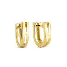 14k Solid Gold Modern Design U Shape Earrings - White Gold and Rose Gold Options
