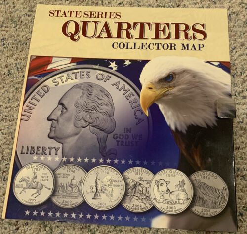 Us State Series Quarters Collector’s Map Album 12.5” x 13.5” Hook & Loop Closure