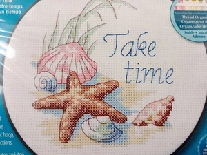 TAKE TIME Beach Shells 73060 Dimensions 6" Counted Cross Stitch Kit with Hoop - Picture 1 of 6
