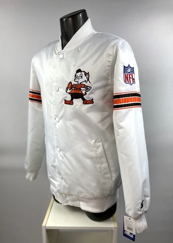 CLEVELAND BROWNS BROWNIE THE ELF Starter Snap Down Jacket WHITE , S M L XL 2X Cover