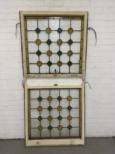 Pair Of Reclaimed Leaded Light Stained Glass Windows 868 x 840mm 910x 840mm - Picture 1 of 24