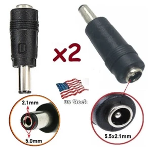 x2 DC Power 5.5x2.1mm Female Jack to 5.0x2.1mm Male Plug Adapter Converters (D) - Picture 1 of 6