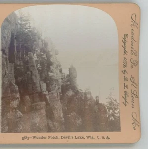 Wonder Notch Devil's Lake Wisconsin WI Stereoview - Imagen 1 de 4