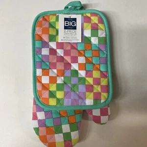 The Big One 2-pc. Checkerboard Oven Mitt & Potholder Set NWT - Picture 1 of 4
