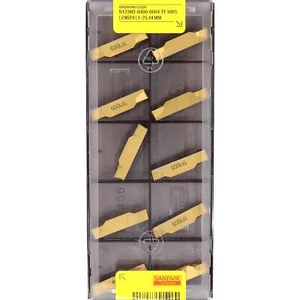 10 SANDVIK N123H2-0400-0004-TF 1005 CNC Lathe Parting Grooving Turning Inserts - Picture 1 of 11