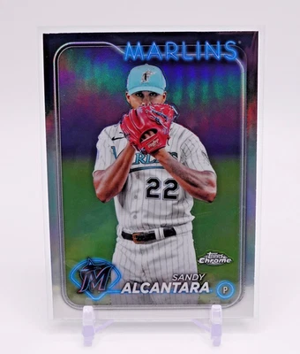 2024 Topps Chrome SANDY ALCANTARA Refractor Parallel #138 Miami Marlins - Image 1 of 2