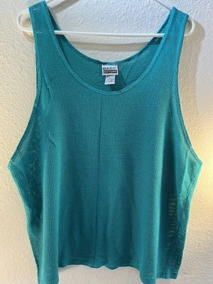 Camiseta sin mangas turquesa malla vintage grande ediciones básicas años 90 camisa musculosa para hombre Foto 1 de 4