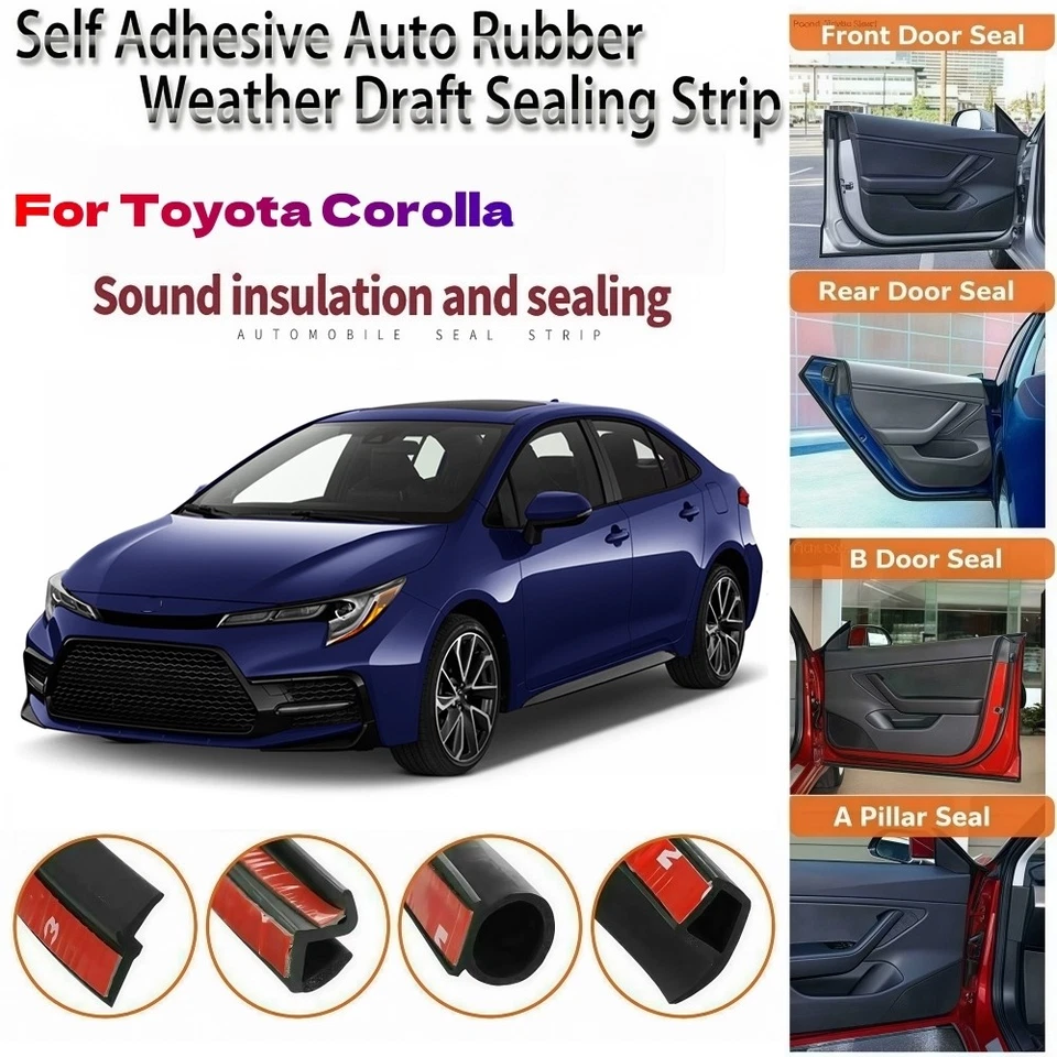 Kit de reducción de ruido de tiro de goma para borde de puerta para Toyota Corolla Foto 1 de 4