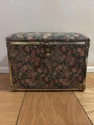 Vintage Floral Fabric Home Decor Organizer Cottagecore Box Trunk 14” x 10” - Image 1 of 4