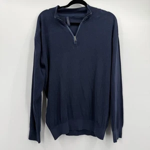 Paul & Shark Yachting Sweater Mens XL Navy Quarter Zip Cotton Silk Made Italy - Picture 1 of 10