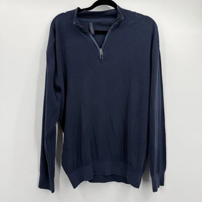 Paul & Shark Yachting Sweater Mens XL Navy Quarter Zip Cotton Silk Made Italy - Image 1 of 4