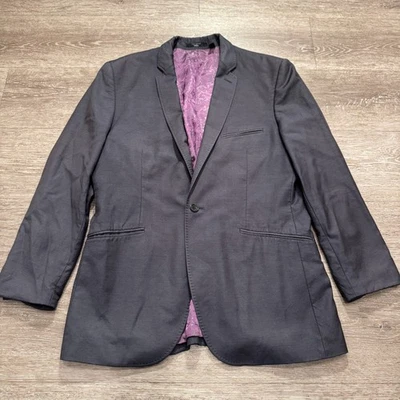 Ted Baker Sport Coat Mens 40 R Blue One Button Double Vented Blazer Coat Lined - Image 1 of 4