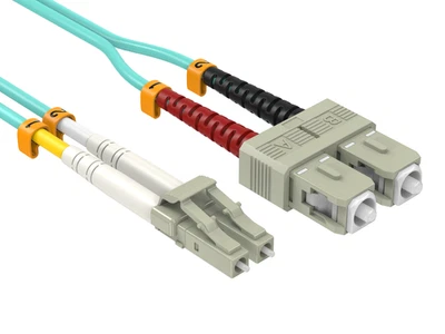 OM3 LC/SC Duplex 50/125 Multimode Fiber Optic Cable - 1/2/3/5/7/10/15/20/25m - Image 1 of 2