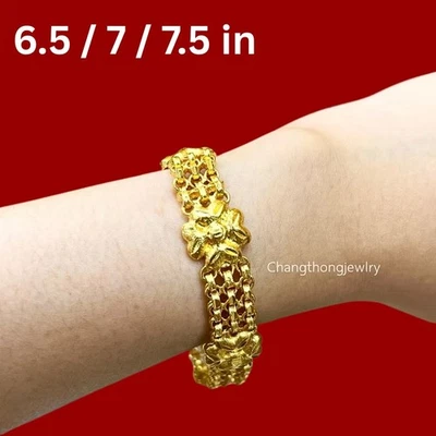 Pulseira feminina de ouro amarelo 18k22K 24K tailandês BAHT 6,7,7,5 pol - Imagem 1 de 4