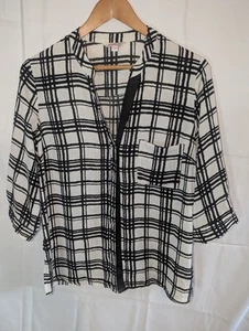 Camisa Blusa Marisota Off White Negra Talla 12 UK - Imagen 1 de 4