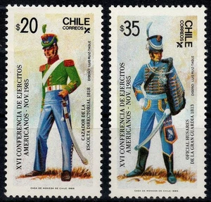 Cile 1985 Michel # 1106 - 1107 16° Conferenza Forze Armate - Uniformi Esercito MNH - Foto 1 di 1