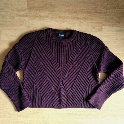 Suéter Express Cable Tejido Granate Para Mujer S Corto Cuello Redondo Manga Larga Foto 1 de 4