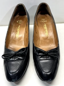 Zapatos Brooks Brothers para mujer talla 8 tacones con lazo de cuero negro - Imagen 1 de 5