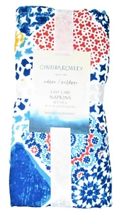 Cloth Dinner Napkins Set Of 6 Multicolor Blue Red White Yellow Cynthia Rowley - Picture 1 of 2
