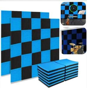 Acoustic Wall Panels Soundproofing Sound Diffusers x48 Tiles Foam Black Studio - Picture 1 of 12