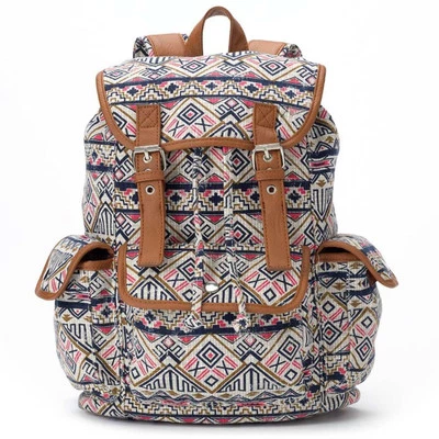 MOCHILA Mudd Tribal Mesa y Torre Azteca Azul Marino Rosa Marrón Imitación Cuero $60 Nueva Foto 1 de 4
