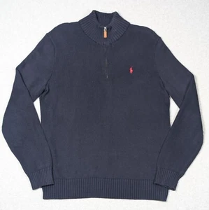 Suéter Polo Ralph Lauren 1/4 Cuarto Cremallera Grande 100% Algodón Azul - Imagen 1 de 7