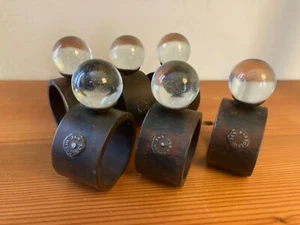SET 6 ANELLI TOVAGLIOLO JAN BARBOGLIO SFERA FERRO E VETRO, RUSTICO MESSICANO INDUSTRIALE - Foto 1 di 10