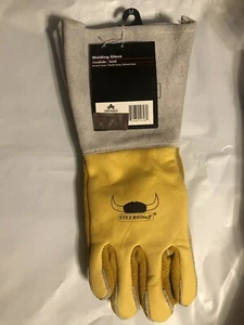 NEW ANCHOR Premium Welding Gloves, Grain Cowhide, Medium, Gold, 850GC - Picture 1 of 7